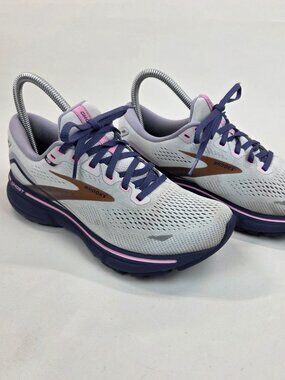 Brooks Shoes Womens Size 7.5 M Ghost 15 Spa Blue Neo Pink Copper Mesh Running